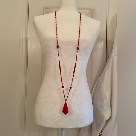 Jewelry - Vintage 20s Art Deco Coral Celluloid Flapper Necklace Catalin Bakelite Beaded